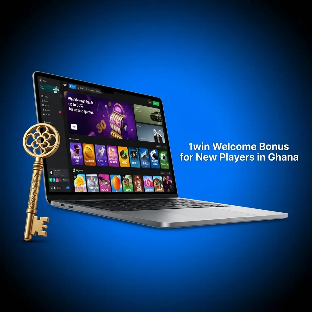 1win welcome bonus table for Ghana showing 4 deposit stages with up to 150% match and 180 free spins