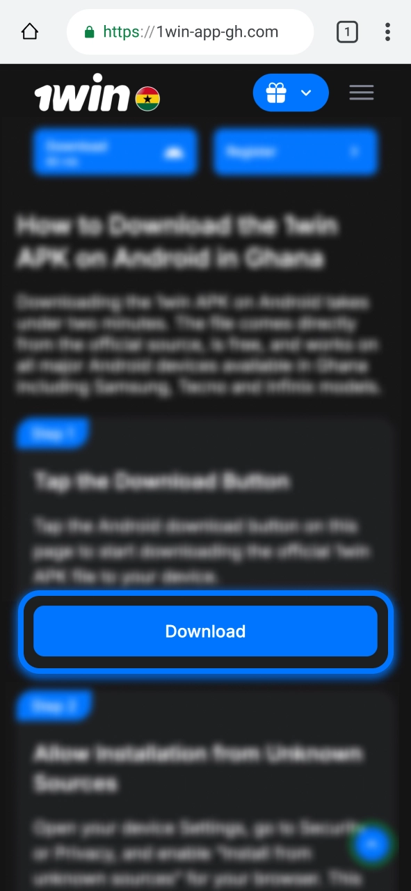 Tap to download the official 1win APK and start playing today.
