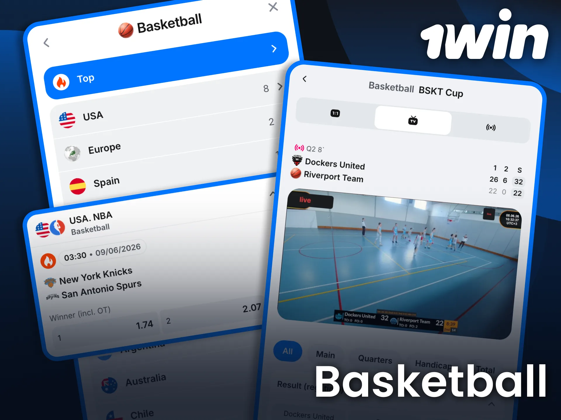 Access comprehensive basketball markets and enhanced betting features on 1win.