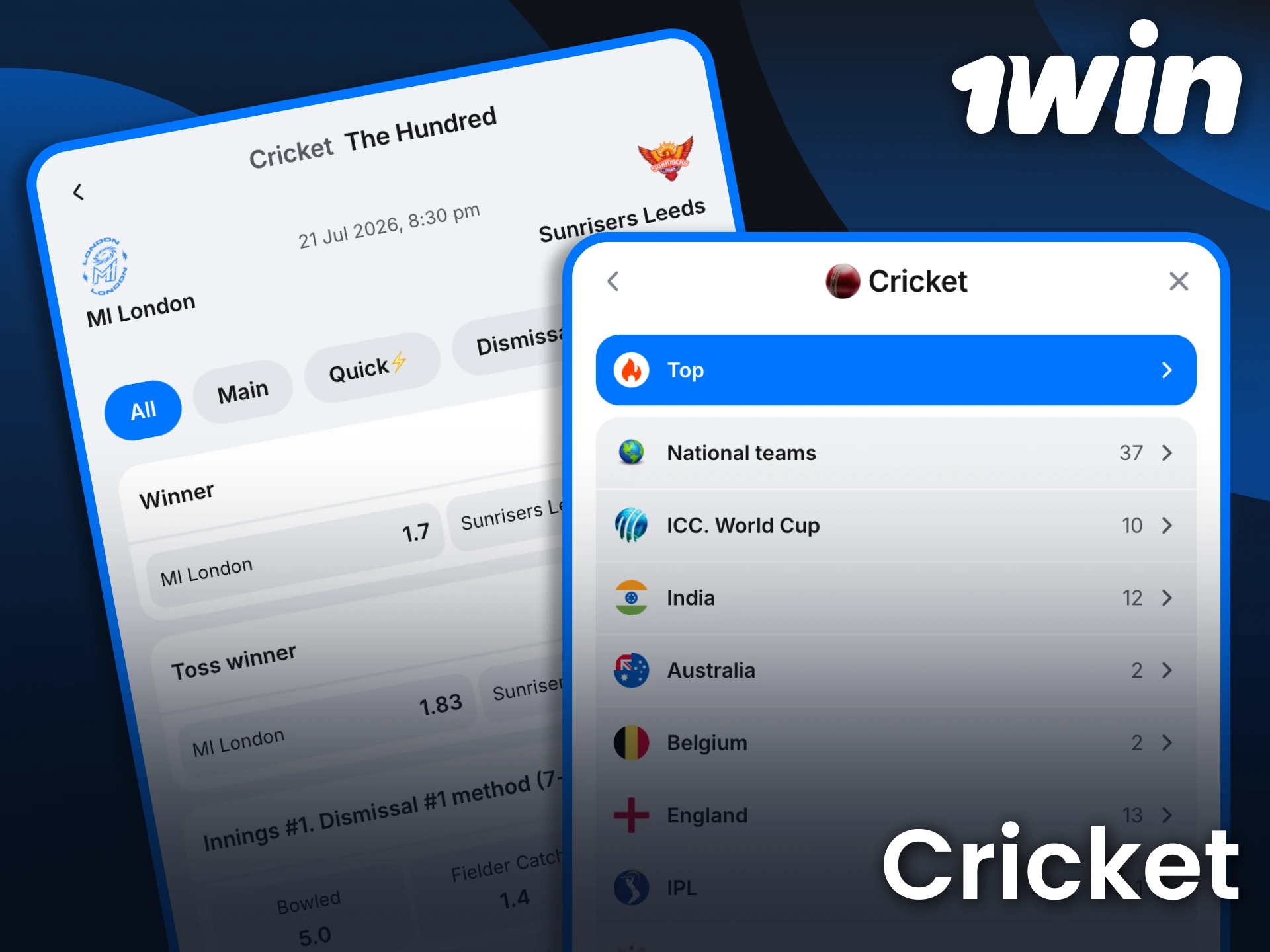 Explore 1win cricket betting and follow international tournaments year-round.