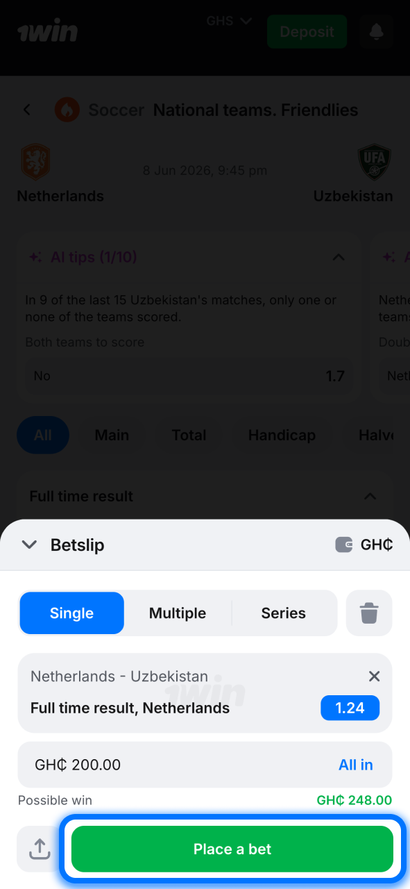 Confirm your wager on 1win and join the action within seconds.