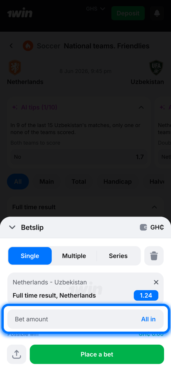 Enter your stake on 1win and see potential returns immediately.