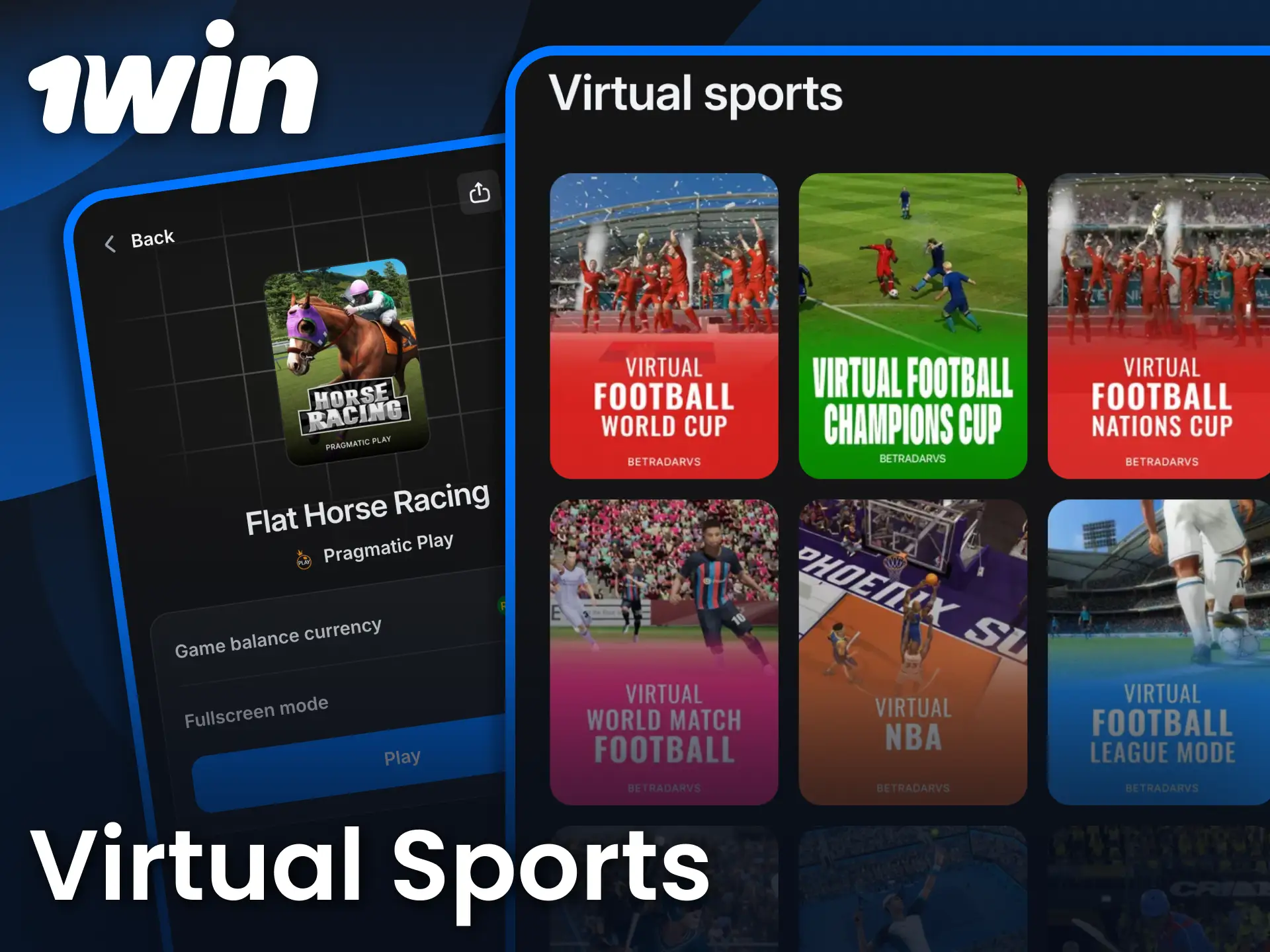 Access a wide range of virtual sports and betting options on 1win.