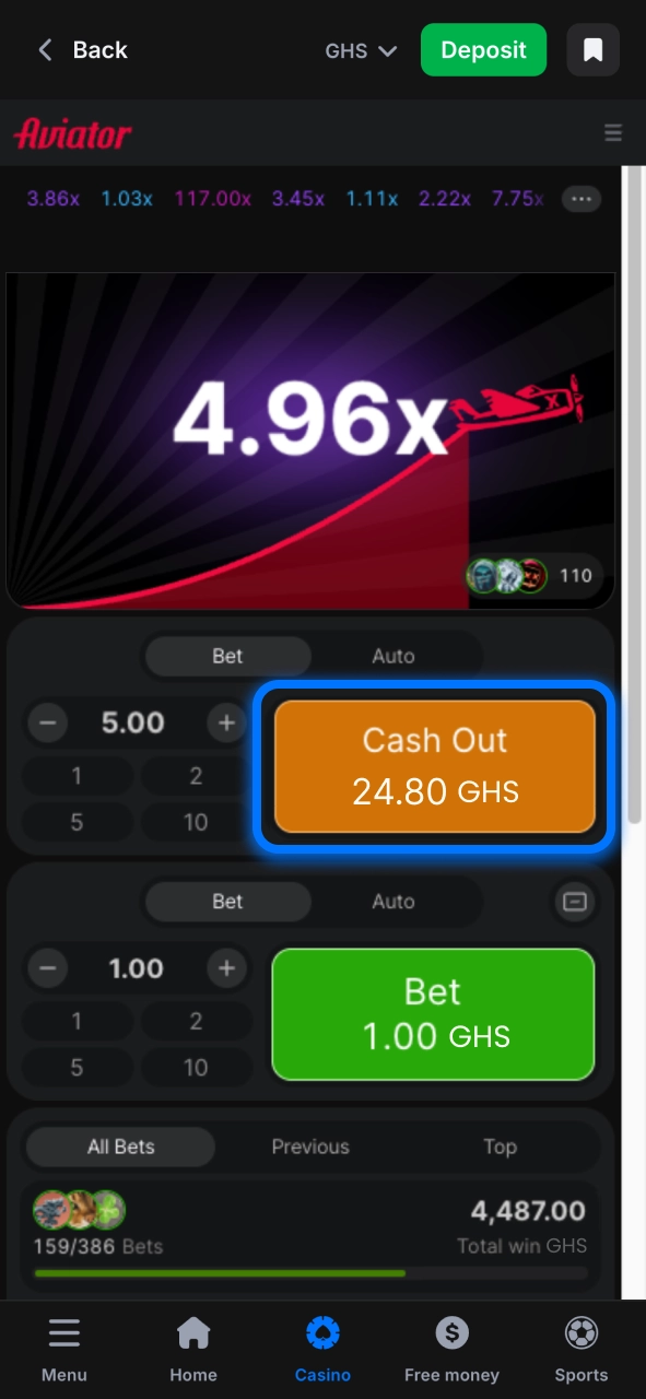 Cash out in Aviator at the right moment and secure your winnings.