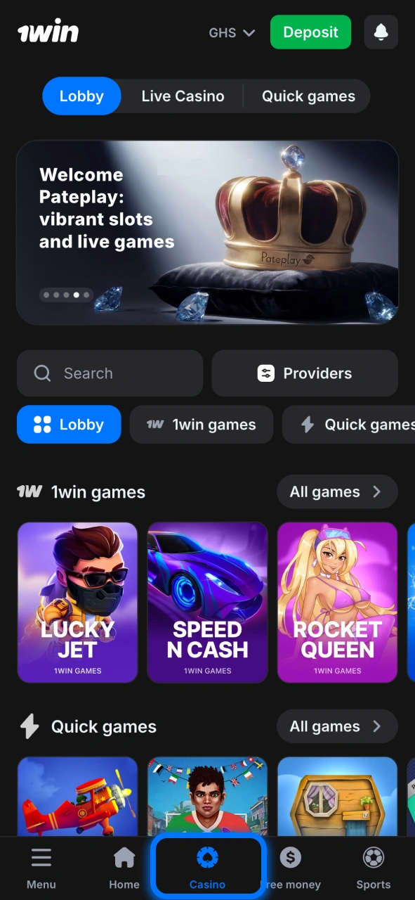 Enter the 1win casino and explore thousands of exciting games.