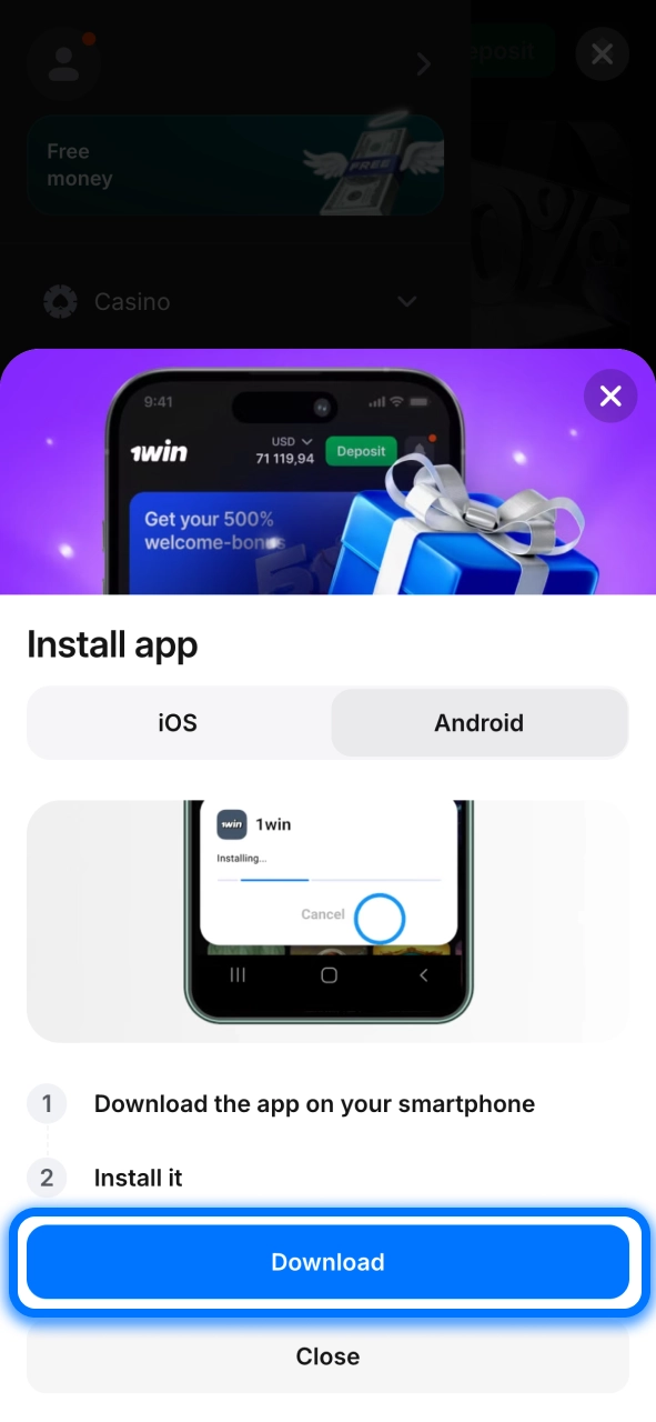 Download the 1win platform and start playing Lucky Jet anywhere.