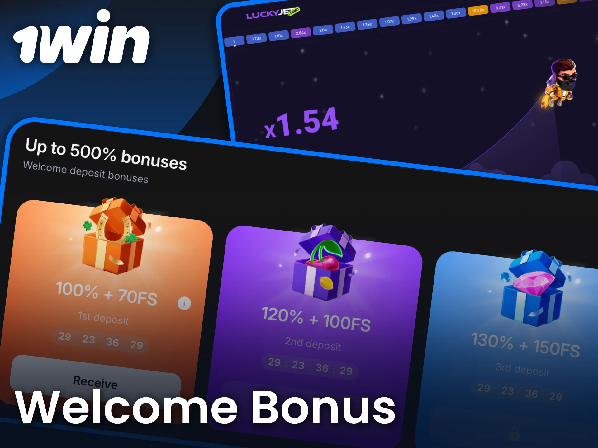 Unlock exclusive Lucky Jet rewards with the 1win welcome bonus package.