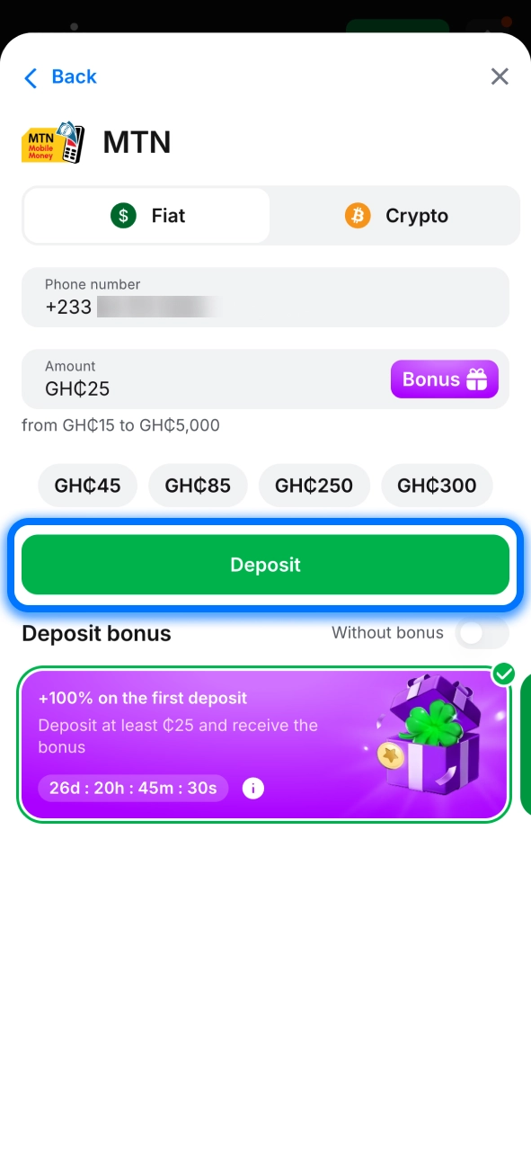 Fund your 1win account and activate the first stage of your bonus.