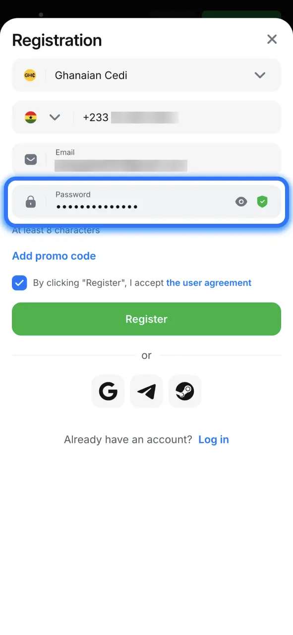 Create a strong 1win password and protect your account securely.